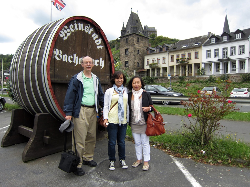 Family with Big Wine Barrel